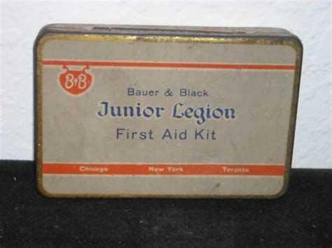 Vintage Bauer & Black Metal Advertising First Aid Kit  